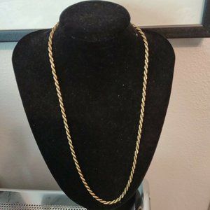 Vintage TRIFARI Gold Tone Metal Rope Design Black Cord Chain Necklace 24"